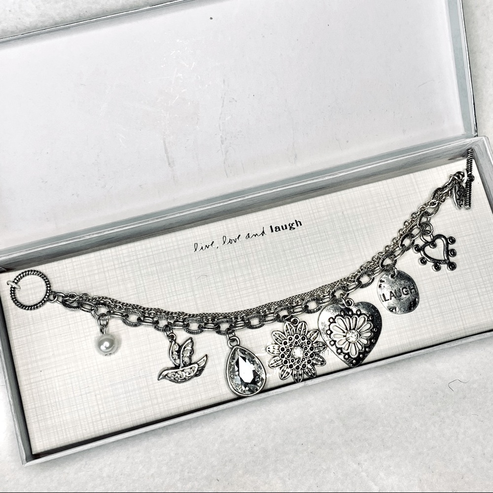 Multi Charm & Rhinestone Embellished Bracelet - Picture 2 of 5
